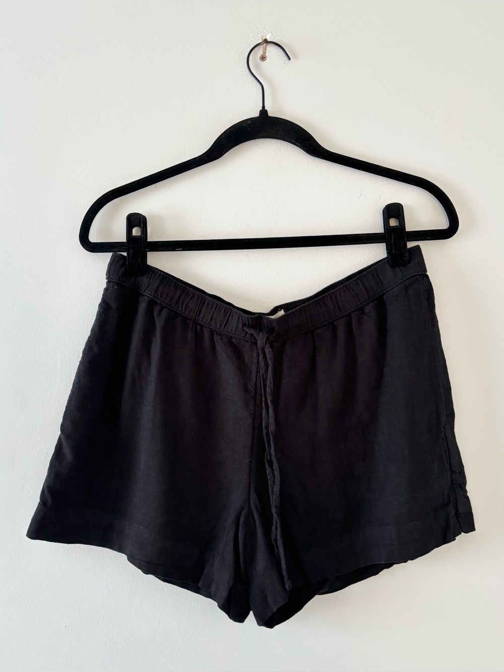 Abercrombie & Fitch Linen Drawstring Shorts Lightweight Pockets Summer Black